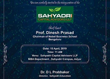 Inauguration of the 1st MBA Start-Up “Sahyadri Capital Advisors LLP”