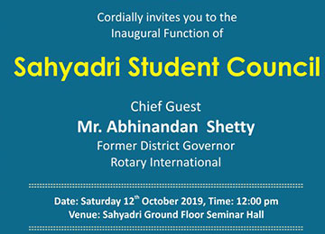 	Inaugural Ceremony of Sahyadri Student Council 2019-20