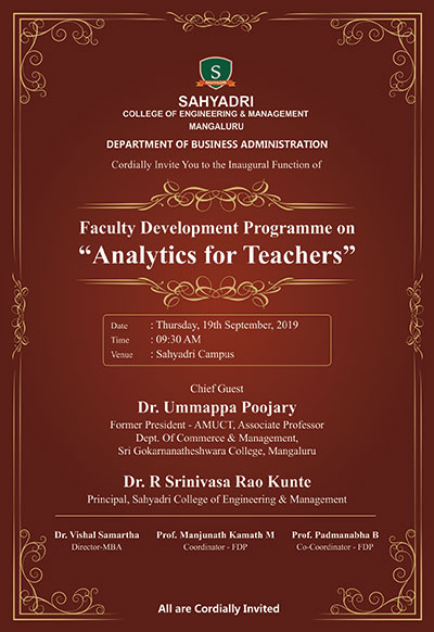One-Day Faculty Development Programme on “Analytics for Teachers” 