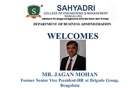 Former Senior Vice President-HR at Brigade Group, Bengaluru associates with Sahyadri to conduct classes for MBA HR Students