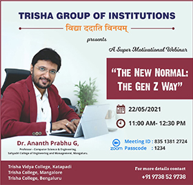 Dr. Ananth Prabhu G delivers a motivational session to the students of Trisha College