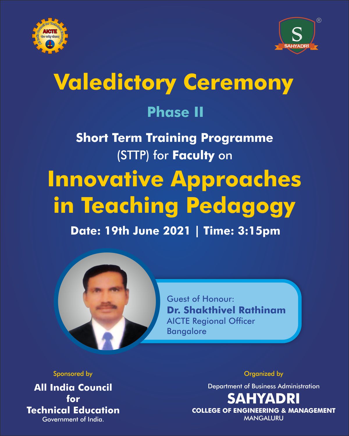 Valedictory Ceremony: Phase II of AICTE One-Week Sponsored Short Term Training Programme (STTP) on “Innovative Approaches in Teaching Pedagogy”