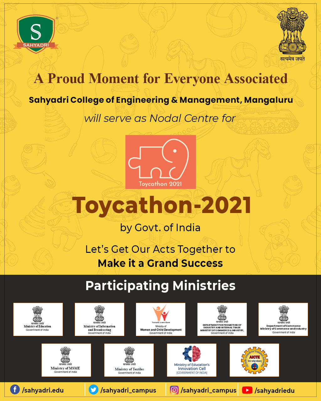 Sahyadri, the Official Nodal Centre of Toycathon-2021 