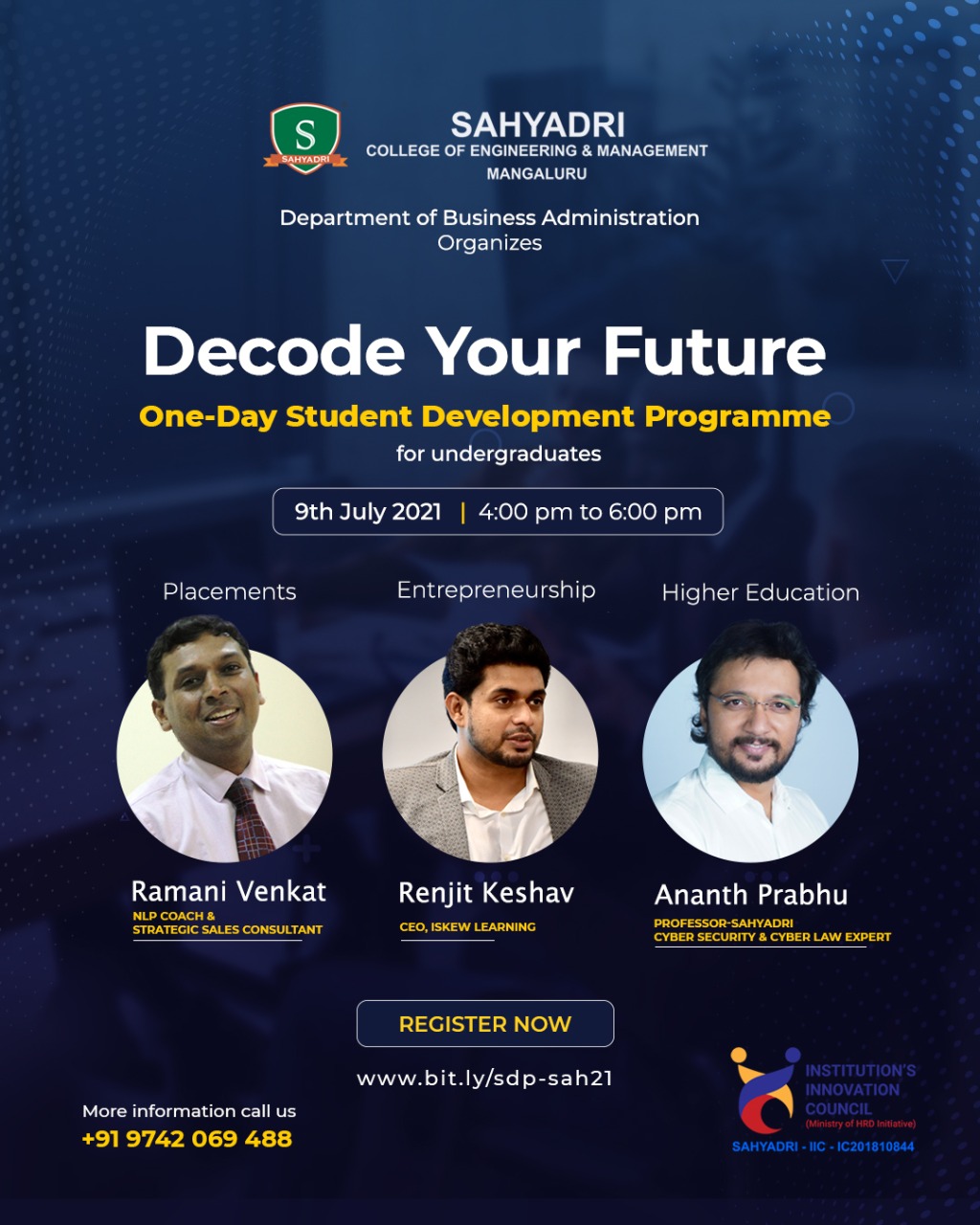MBA Dept. organizes “Decode Your Future”, a Student Development Programme for Undergraduates